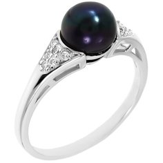 Balex Кольцо 1433930249 из серебра 925 пробы с жемчугом культивированным и фианитом, размер 17