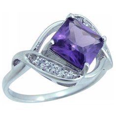 Balex Кольцо 1405937380 из серебра 925 пробы с александритом синтетическим и фианитом, размер 16.5