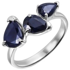 Balex Кольцо 1457930046 из серебра 925 пробы с сапфиром корундом природным, размер 17