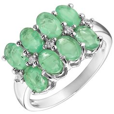 Balex Кольцо 1410931813 из серебра 925 пробы с изумрудом бериллом и фианитом, размер 20