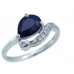 Balex Кольцо 1405937275 из серебра 925 пробы с сапфиром корундом природным и фианитом, размер 17
