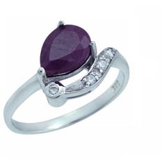 Balex Кольцо 1405937276 из серебра 925 пробы с рубином корундом и фианитом, размер 18.5