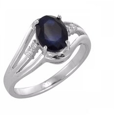 Balex Кольцо 1405937215 из серебра 925 пробы с сапфиром корундом природным и фианитом, размер 16.5