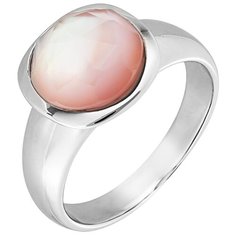 Balex Кольцо 1436930223 из серебра 925 пробы с перламутром и горным хрусталем, размер 16.5