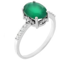 Balex Кольцо 1410931461 из серебра 925 пробы с хризопразом природным и фианитом, размер 17