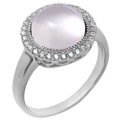 Balex Кольцо 1410931656 из серебра 925 пробы с розовым кварцем природным и фианитом, размер 18.5