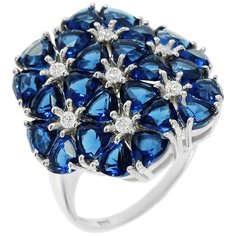 Balex Кольцо 1410931430 из серебра 925 пробы с сапфиром синтетическим и фианитом, размер 16.5