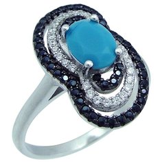 Balex Кольцо 1405937399 из серебра 925 пробы с бирюзой реконструированной и фианитом, размер 19