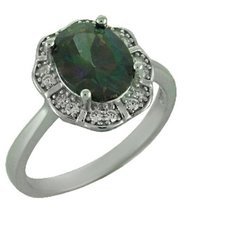 Balex Кольцо 1405937231 из серебра 925 пробы с мистик кварцем природным и фианитом, размер 19