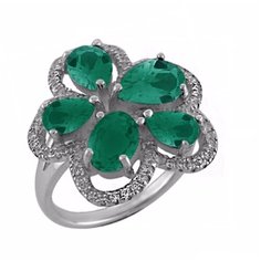 Balex Кольцо 1405937045 из серебра 925 пробы с аквамарином синтетическим и фианитом, размер 18