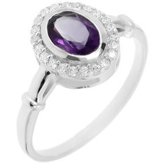 Balex Кольцо 1410931560 из серебра 925 пробы с аметистом природным и фианитом, размер 19.5
