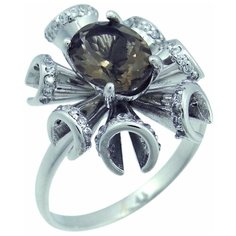 Balex Кольцо 1405937291 из серебра 925 пробы с раухтопазом природным и фианитом, размер 18