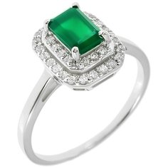 Balex Кольцо 1454930064 из серебра 925 пробы с хризопразом природным и фианитом, размер 18.5