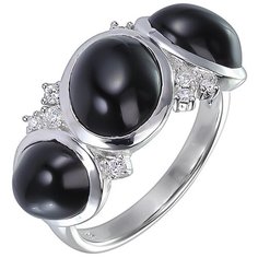 Balex Кольцо 1430930116 из серебра 925 пробы с ониксом и фианитом, размер 18