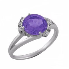 Balex Кольцо 1405937067 из серебра 925 пробы с аметистом природным и фианитом, размер 19
