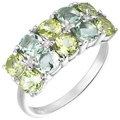 Balex Кольцо 1457930051 из серебра 925 пробы с хризолитом природным и шпинелью синтетической, размер 18