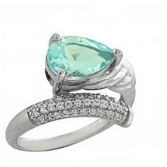 Balex Кольцо 1405937085 из серебра 925 пробы с топазом голубым природным и фианитом, размер 17.5