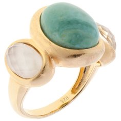 Balex Кольцо 1429930091 из серебра 925 пробы с бирюзой, перламутром и кварцем, размер 17