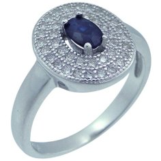 Balex Кольцо 1405937492 из серебра 925 пробы с сапфиром корундом природным и фианитом, размер 18