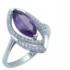 Balex Кольцо 1405937274 из серебра 925 пробы с александритом синтетическим и фианитом, размер 17