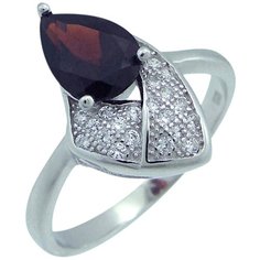 Balex Кольцо 1405937536 из серебра 925 пробы с гранатом природным и фианитом, размер 17