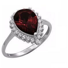 Balex Кольцо 1405936523 из серебра 925 пробы с гранатом природным и фианитом, размер 17.5