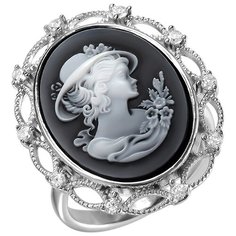 Balex Кольцо 1448930042 из серебра 925 пробы с агатом природным и фианитом, размер 18