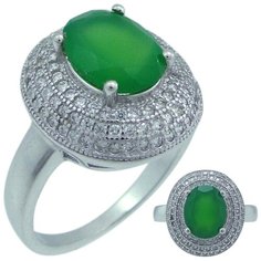 Balex Кольцо 1405937510 из серебра 925 пробы с агатом природным и фианитом, размер 19