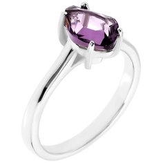 Balex Кольцо 1422920258 из серебра 925 пробы с аметистом синтетическим и фианитом, размер 18