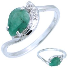 Balex Кольцо 1405937768 из серебра 925 пробы с изумрудом бериллом и фианитом, размер 18
