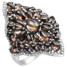 Balex Кольцо 1410931751 из серебра 925 пробы с раухтопазом природным и фианитом, размер 17