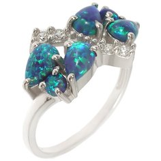 Balex Кольцо 1410931308 из серебра 925 пробы с опалом и фианитом, размер 17.5