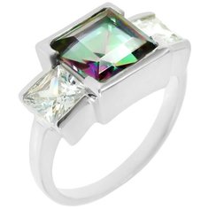 Balex Кольцо 1410931440 из серебра 925 пробы с мистик кварцем природным и фианитом, размер 18.5