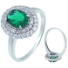 Balex Кольцо 1405937323 из серебра 925 пробы с изумрудом выращенным и фианитом, размер 20