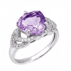 Balex Кольцо 1405937117 из серебра 925 пробы с аметистом природным и фианитом, размер 17