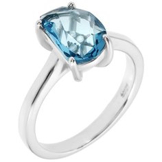Balex Кольцо 1422920259 из серебра 925 пробы с топазом голубым синтетическим и фианитом, размер 18.5