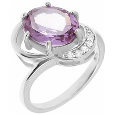 Balex Кольцо 1405937387 из серебра 925 пробы с александритом синтетическим и фианитом, размер 18.5