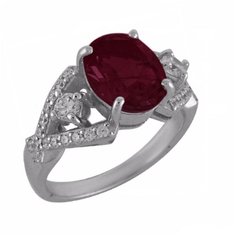 Balex Кольцо 1405937114 из серебра 925 пробы с рубином корундом и фианитом, размер 17