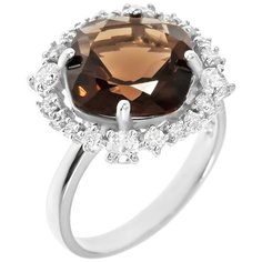 Balex Кольцо 1405937258 из серебра 925 пробы с раухтопазом природным и фианитом, размер 17