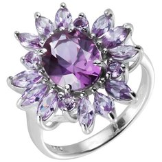 Balex Кольцо 1405937737 из серебра 925 пробы с александритом синтетическим, размер 17.5