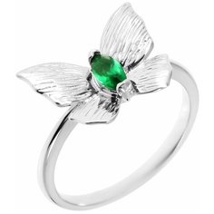 Balex Кольцо 1429830073 из серебра 925 пробы с изумрудом синтетическим, размер 17