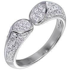 Balex Кольцо 1418910443 из серебра 925 пробы с фианитом, размер 17