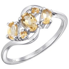 Balex Кольцо 1410931785 из серебра 925 пробы с цитрином природным и фианитом, размер 18