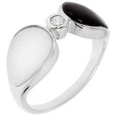 Balex Кольцо 1432930118 из серебра 925 пробы с ониксом, агатом синтетическим и фианитом, размер 19