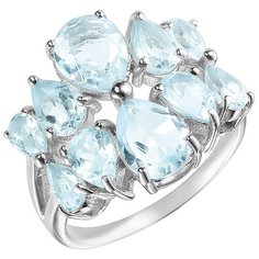 Balex Кольцо 1405836231 из серебра 925 пробы с топазом голубым природным, размер 18