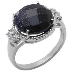 Balex Кольцо 1410931606 из серебра 925 пробы с авантюрином реконструированным и фианитом, размер 18.5