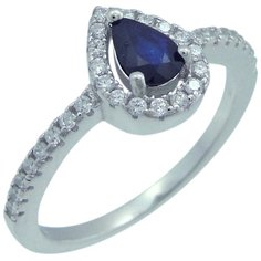 Balex Кольцо 1405937497 из серебра 925 пробы с сапфиром корундом природным и фианитом, размер 20