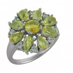 Balex Кольцо 1405937110 из серебра 925 пробы с цитрином природным и фианитом, размер 19