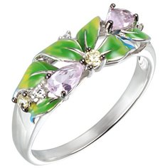 Balex Кольцо 1452920016 из серебра 925 пробы с эмалью, фианитом, размер 18