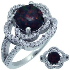 Balex Кольцо 1405937419 из серебра 925 пробы с опалом и фианитом, размер 17.5